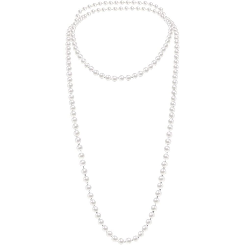 Handcrafted Faux Pearl Cluster Necklace - Lightweight 58'' for Elegant Outfits